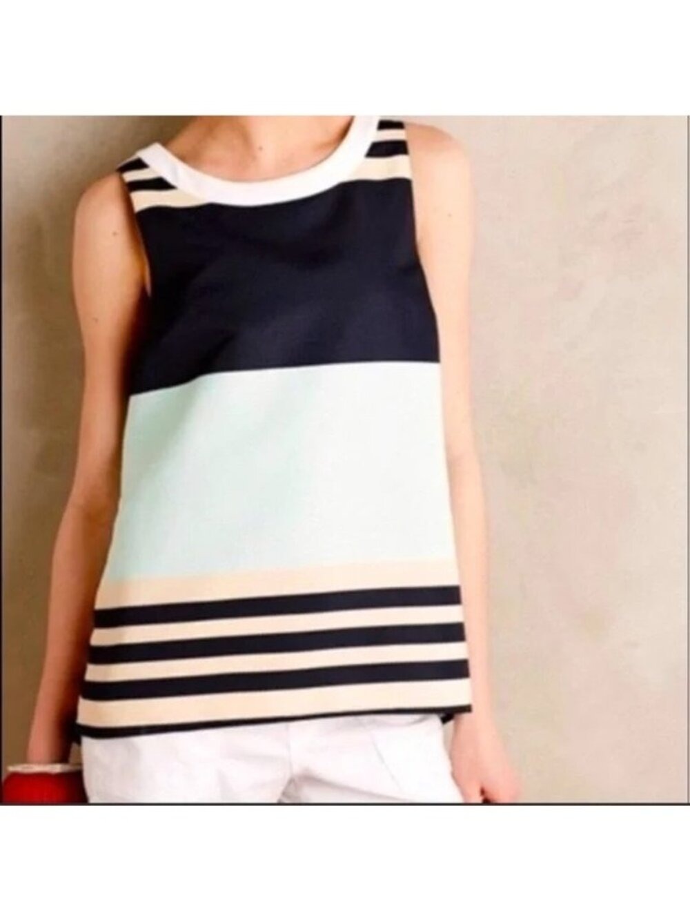 Anthroppologie Troubadour colorblock split back blouse Size 6